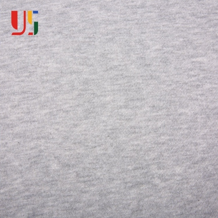 Light grey soft polyester cotton brushed fleece french terry knit fabric by the yard for hoodies