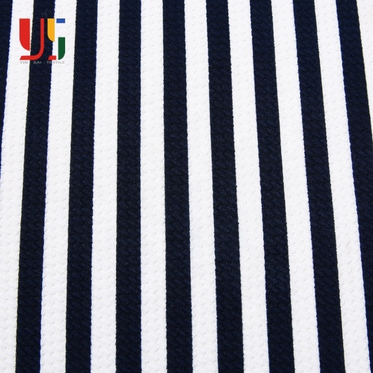 Black and white stripe spandex stretch polyester jacquard strip fabric for garment