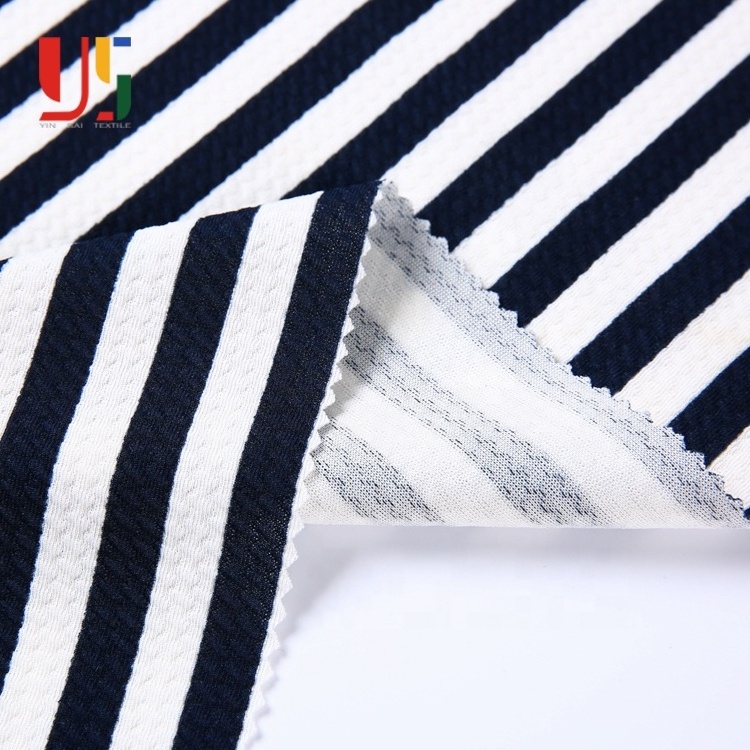 Black and white stripe spandex stretch polyester jacquard strip fabric for garment