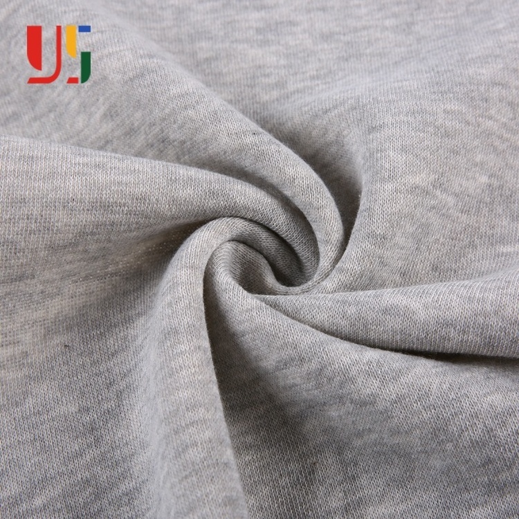 Light grey soft polyester cotton brushed fleece french terry knit fabric by the yard for hoodies