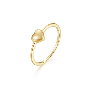 925 Silver Love Ring 18k Gold Plated Glossy Minimalist Women Girl Vintage Heart Shaped Ring