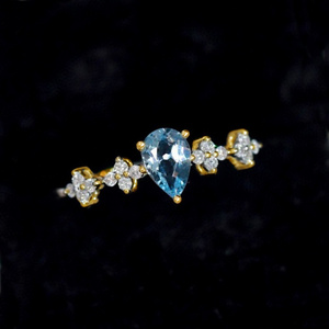 Factory Price Zircon S925 Blue Zircon Ring for Women Sterling Silver Open Ring Fashion Jewelry