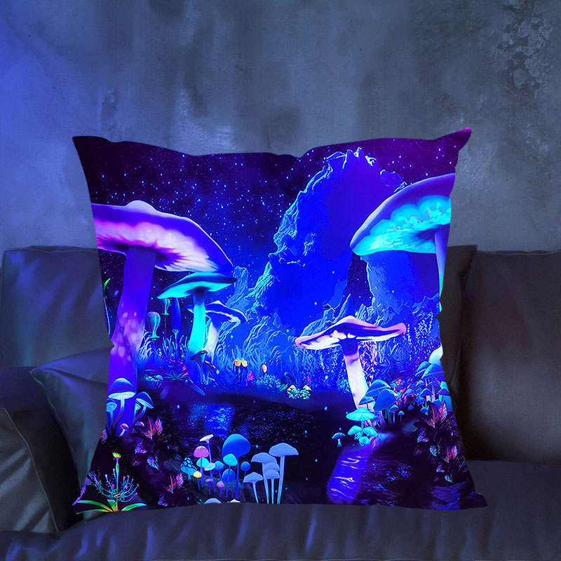 Fluorescent Pillowcase Uv Light Throw Pillow Cushion Cover Fashion Psychedelic Luminous Throw Pillowcase