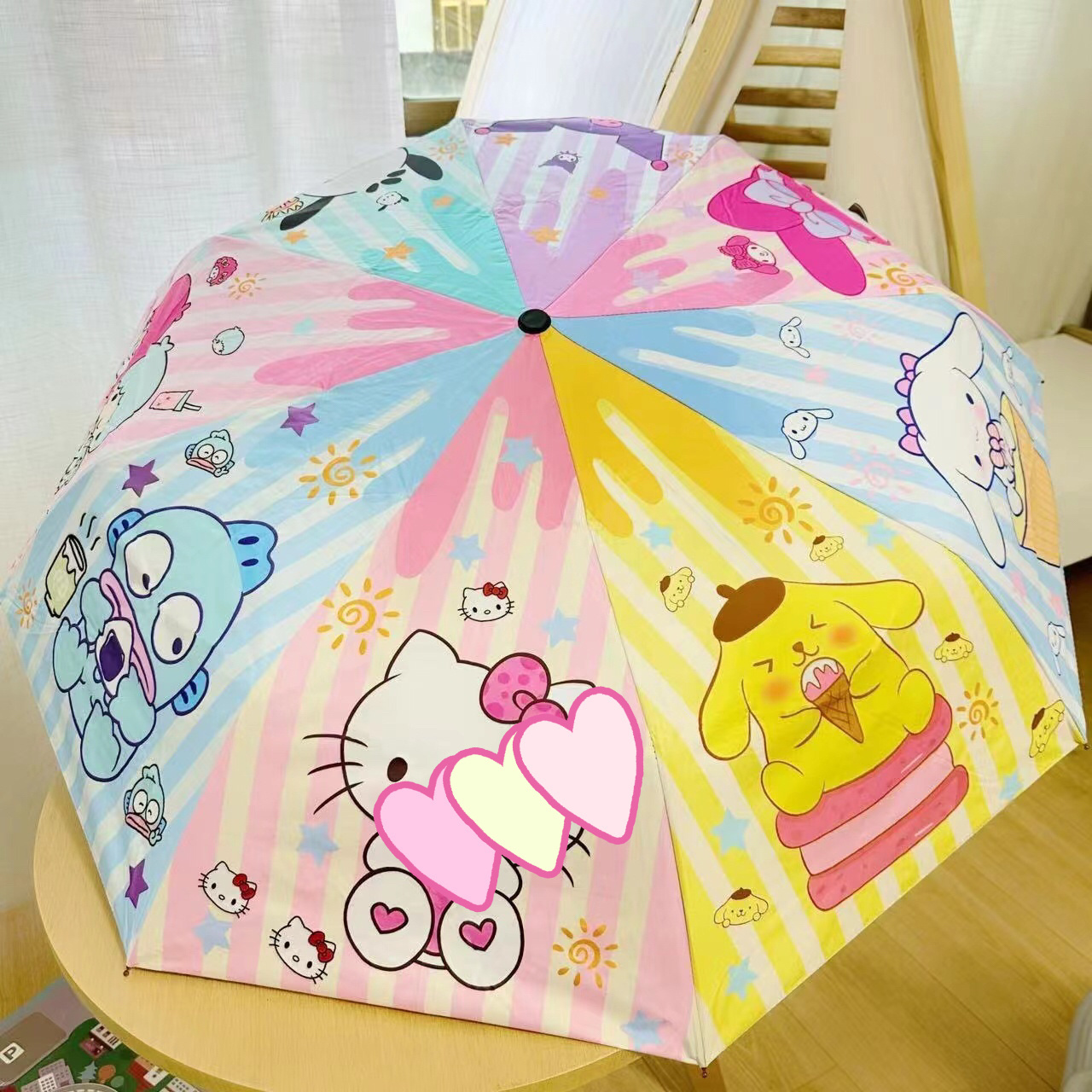 New Style Bear Toy Story UV Protection Rain Sun Umbrella Cartoon Lovely Three-folding Black Glue Umbrellas Wholesale Wind-proof