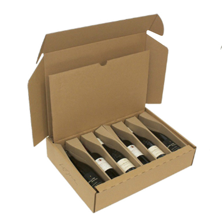 Custom logo print cardboard moving 3 bottles wine carrier boxes insulated shipping box with dividers