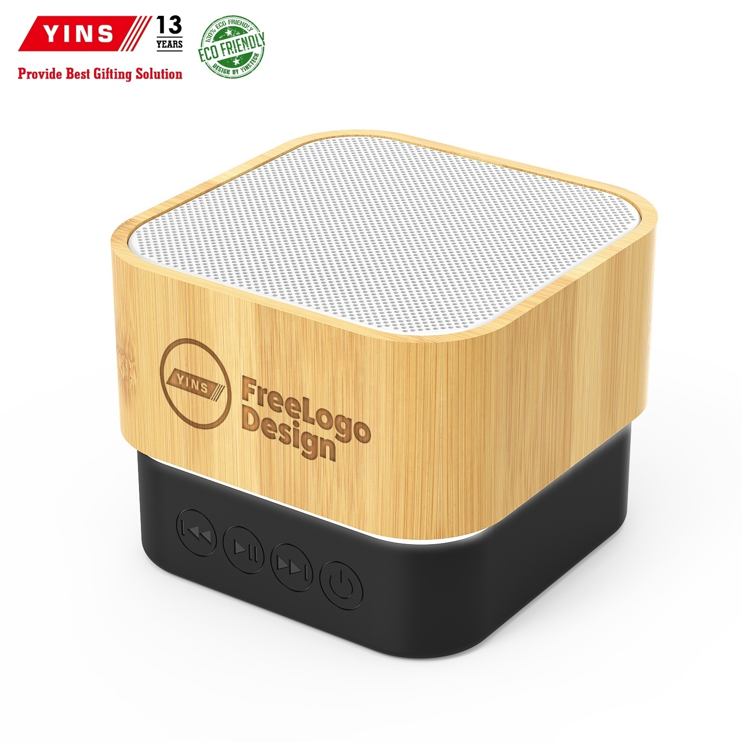 Mini Wooden IPX4 Waterproof Smart Phone Compatible Portable Bamboo Home Audio Stereo Wireless Speaker for Parties & Beach Days