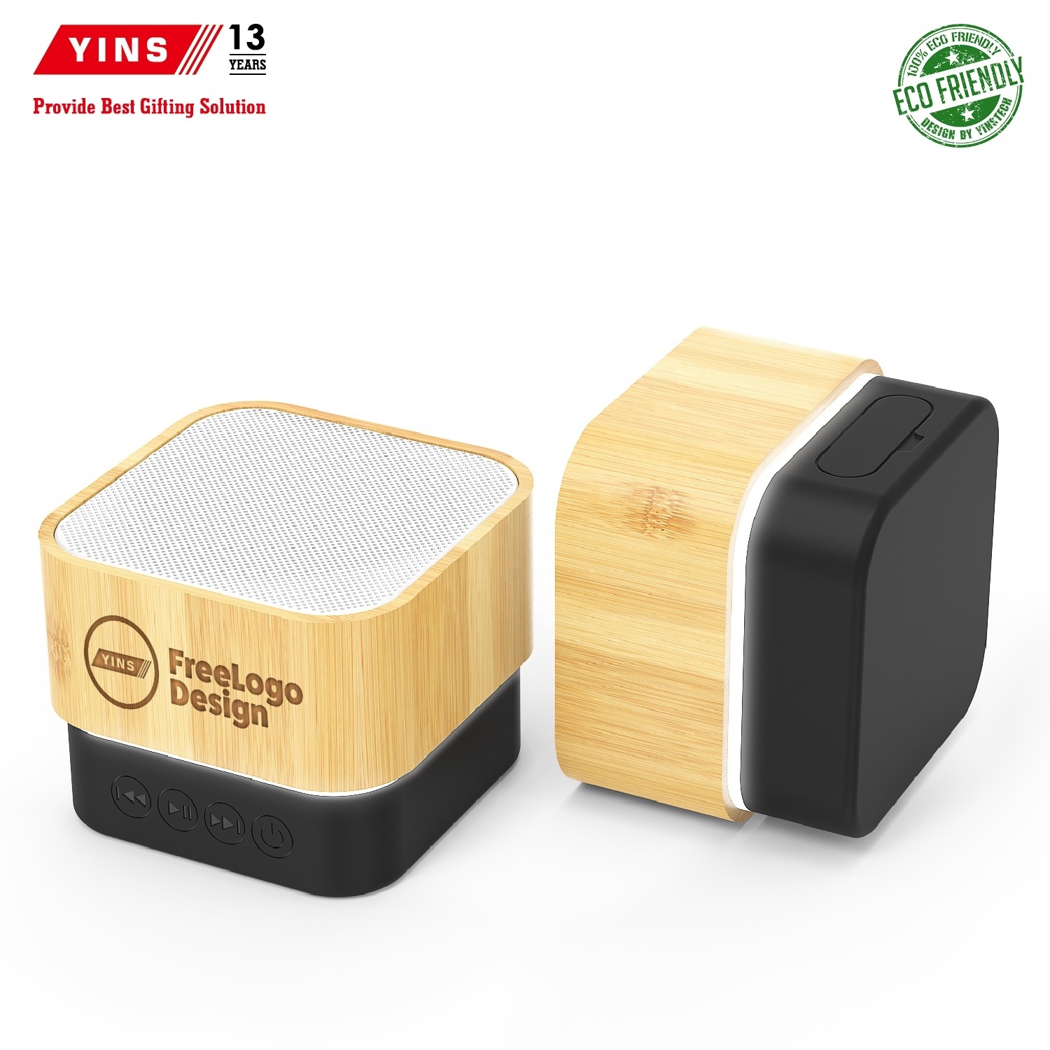 Mini Wooden IPX4 Waterproof Smart Phone Compatible Portable Bamboo Home Audio Stereo Wireless Speaker for Parties & Beach Days