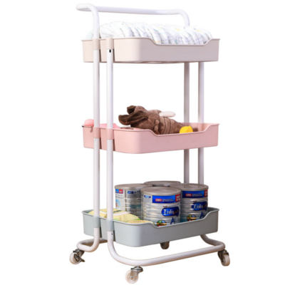 Kitchen Rolling Storage Cart Plastic Moving Bathroom Rack Craft Utility Shelf Trolley Organizer