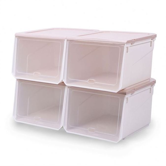 Household Collection Box Stackable Drop Front Closet Shelf Basketball Shoe Organizer