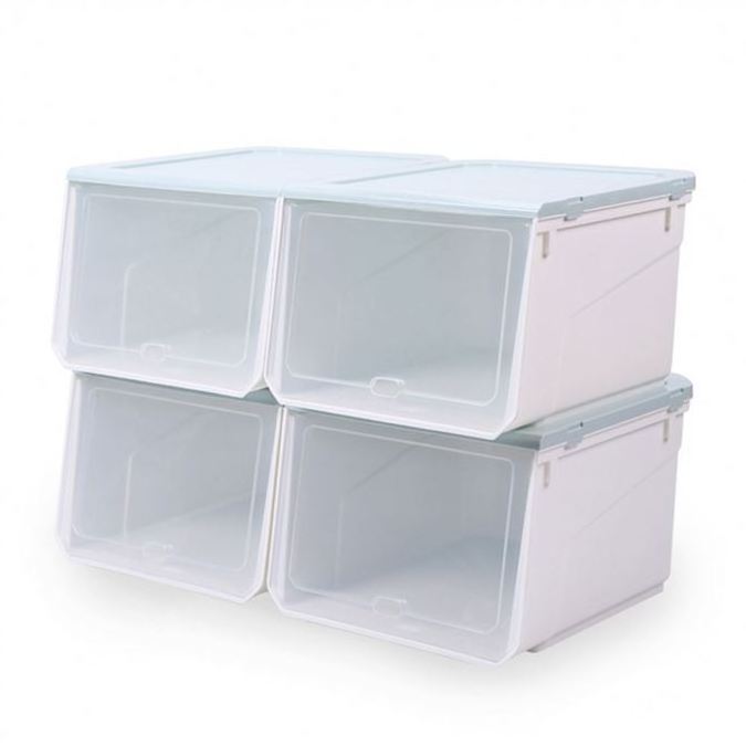 Household Collection Box Stackable Drop Front Closet Shelf Basketball Shoe Organizer