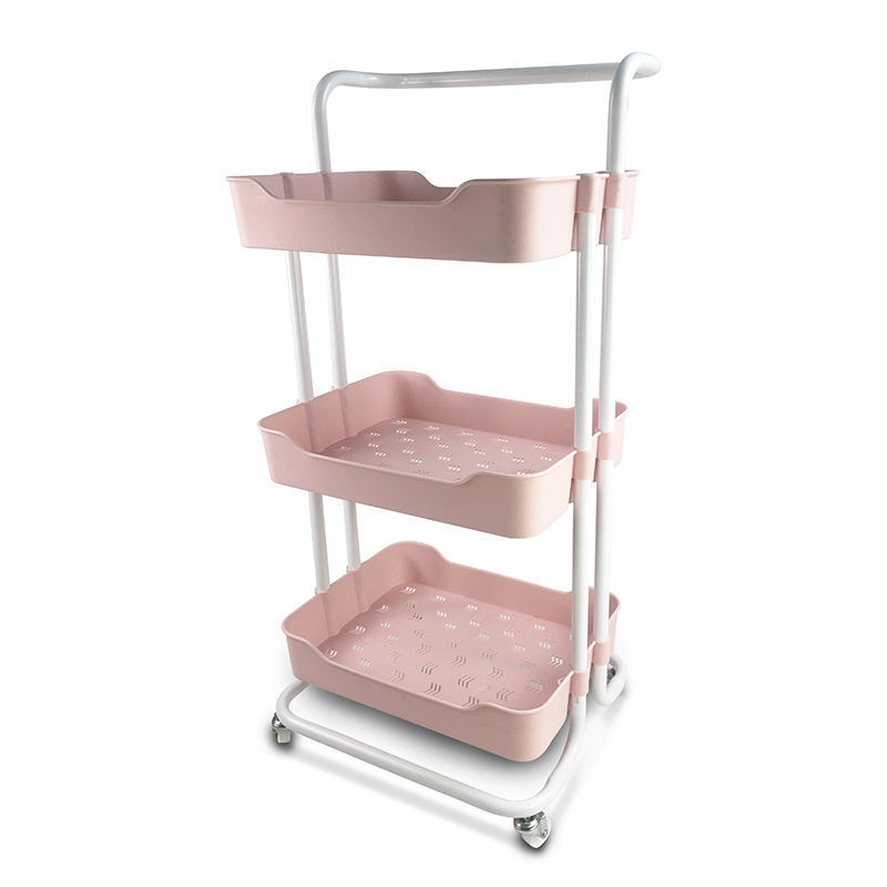 Kitchen Rolling Storage Cart Plastic Moving Bathroom Rack Craft Utility Shelf Trolley Organizer