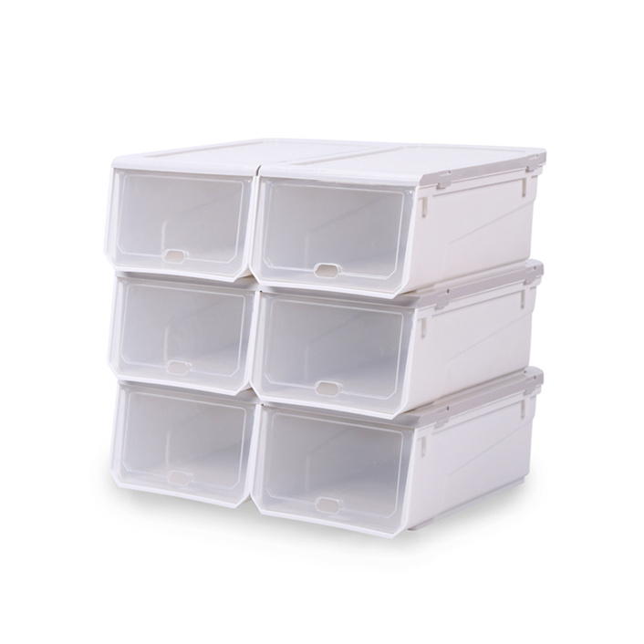 Plastic Transparent Drawer Box Storage 6pcs Flip Over Huge Shoe Boxes