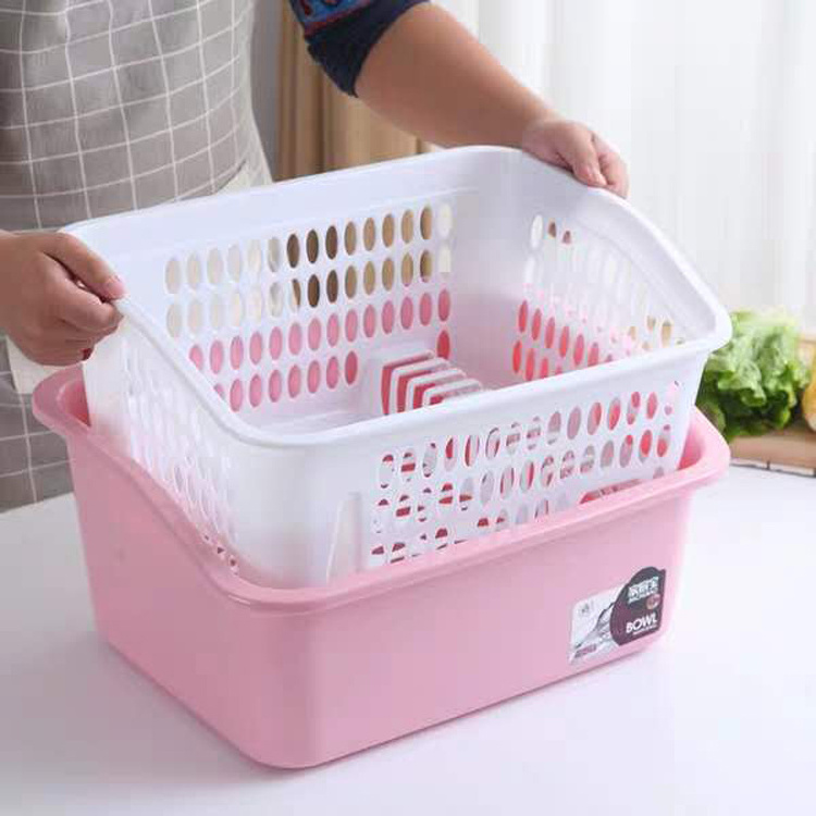 Kitchen Dish Drainer Rack Plastic Dish Drying Rack With Cover