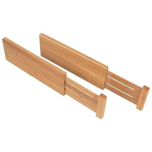 Bamboo Wood Custom Fit Adjustable Deep Kitchen Organizer Drawer Dividers