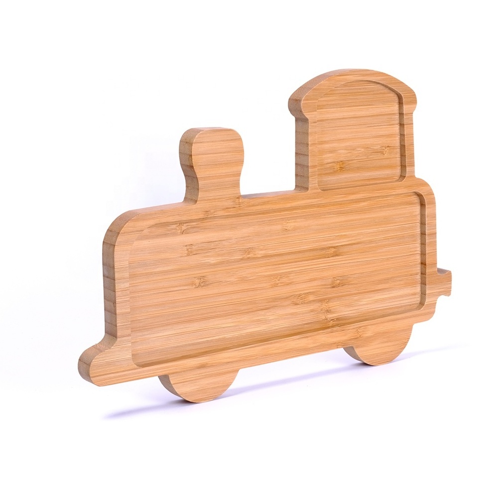 Bamboo Baby Plate Stay Put Feeding Dinner Dish (Car Train)