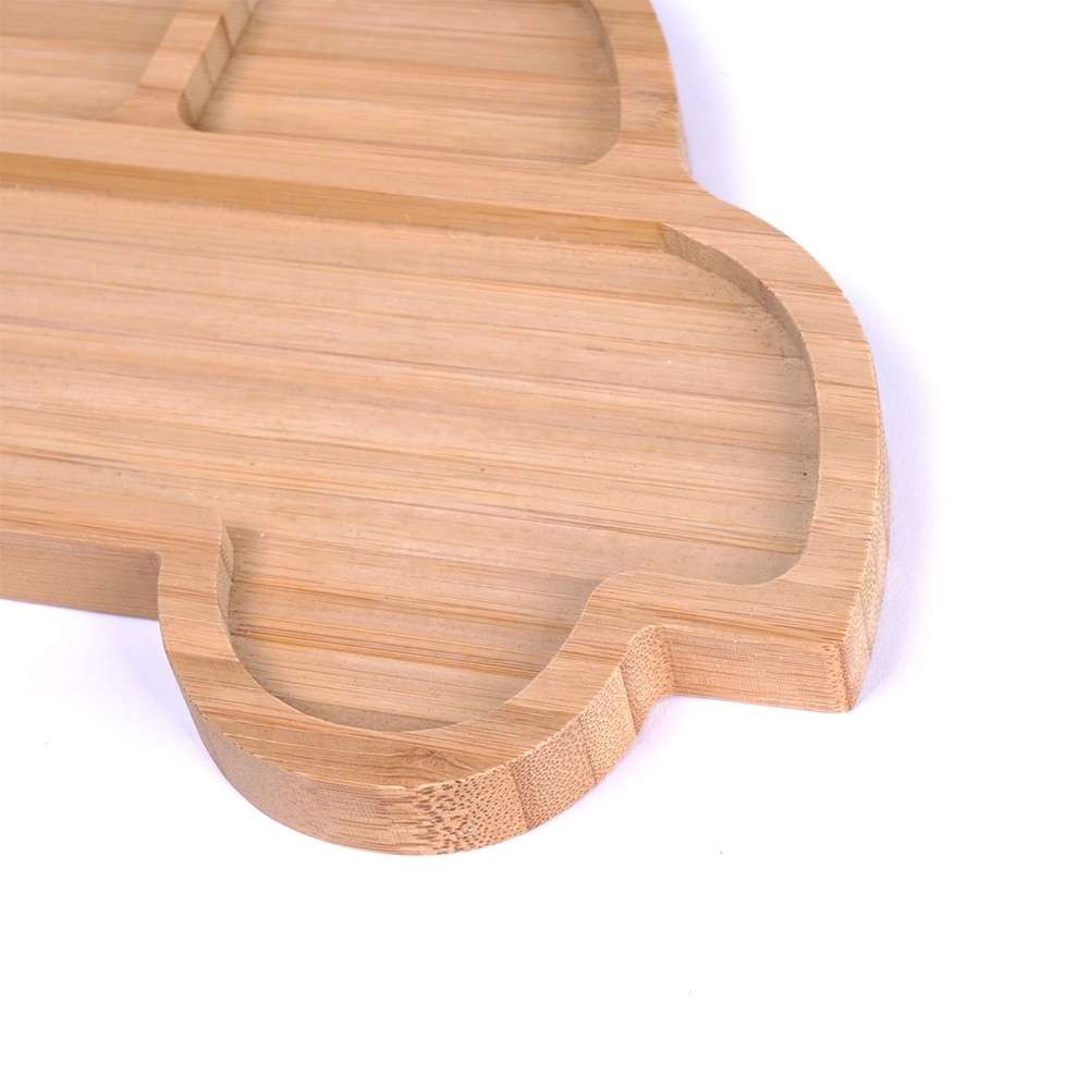 Bamboo Baby Plate Stay Put Feeding Dinner Dish (Car Train)