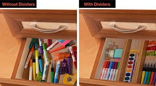 Bamboo Wood Custom Fit Adjustable Deep Kitchen Organizer Drawer Dividers