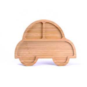 Bamboo Baby Plate Stay Put Feeding Dinner Dish (Car Train)