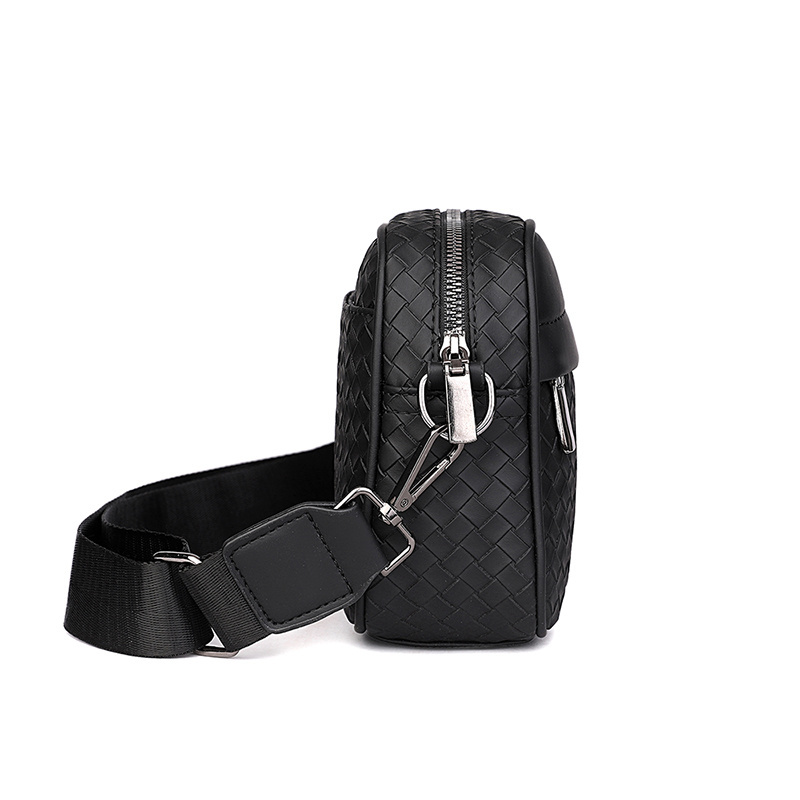 Custom Fashion High Quality Pu Chest bag Messenger Bag Designer Men woven Leather Shoulder crossbody bags