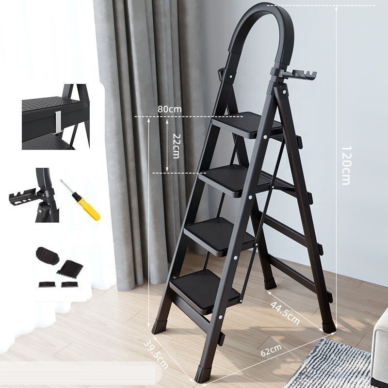 Indoor Household Folding Ladder Multi-function Herringbone Ladder Thickened Steel Pipe Telescopic Pedal Ladder