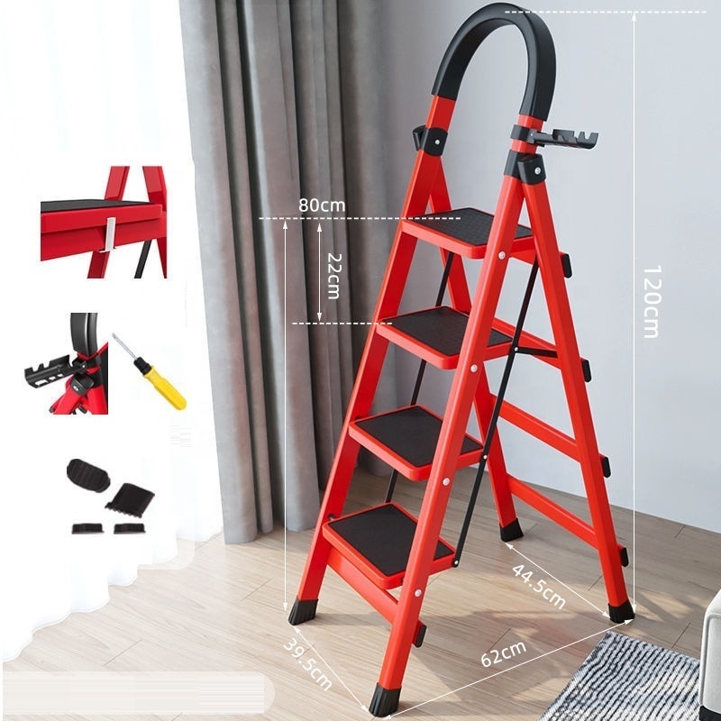 Indoor Household Folding Ladder Multi-function Herringbone Ladder Thickened Steel Pipe Telescopic Pedal Ladder