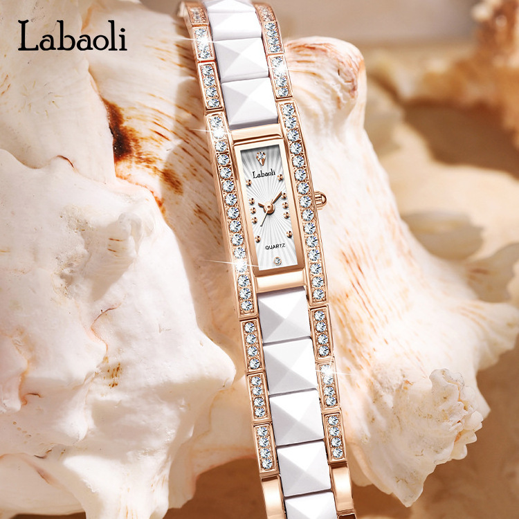 Laboli Tiktok live burst women's watch new diamond women wrist hand watch fashion ceramic small square watch lady wholesale