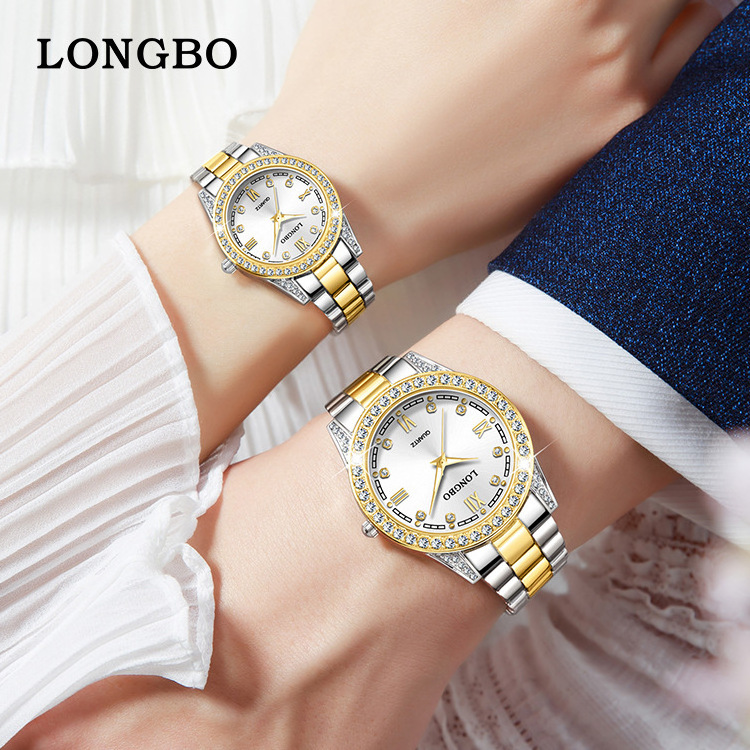 LONGBO-01 Popular Women's Couple Watch Men's Sports Steel Band Quartz Watch