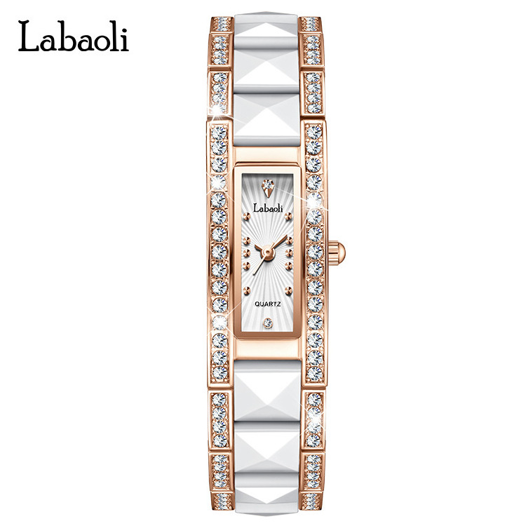 Laboli Tiktok live burst women's watch new diamond women wrist hand watch fashion ceramic small square watch lady wholesale