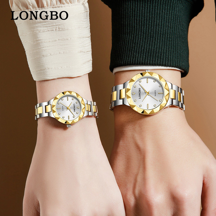 LONGBO-02 Brand's Popular Quartz Couple Watch Women's Steel Band Simple Waterproof Leisure Sports Quartz Watch