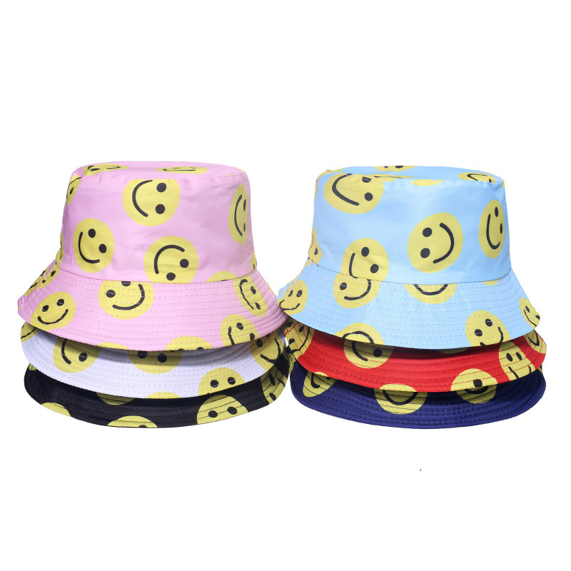 Wholesale Bulk Custom Embroidery Logo Women Cotton Bucket Cap Double-sided Summer Fisherman Reversible Sun Bucket Hat