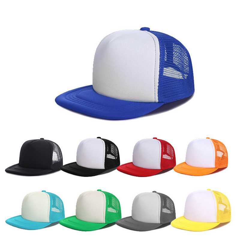 Low Profile Two -Tone Foam Blank Trucker Hats Mesh 5 Panel Sublimation Trucker Cap Adjustable