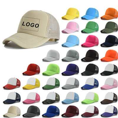 Low Profile Two -Tone Foam Blank Trucker Hats Mesh 5 Panel Sublimation Trucker Cap Adjustable