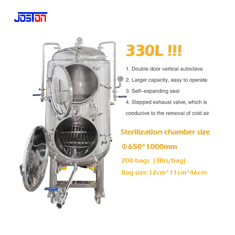 JOSTON  330l-500L stainless steel large capacity vertical steam sterilizer mushroom autoclave sterilizing machine for mushroom