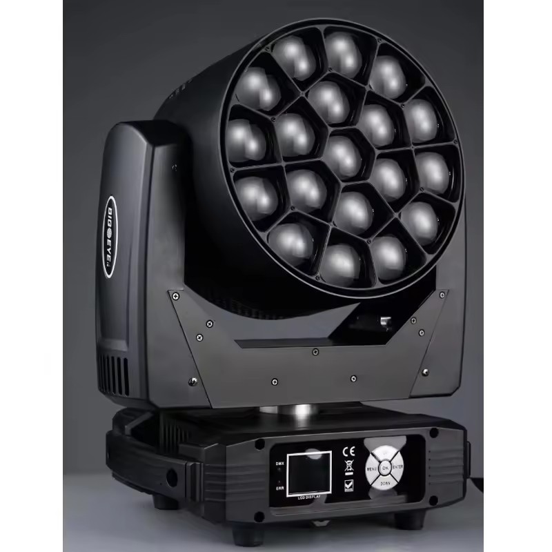 High Power Sharp DMX 19X15W RGBW 4IN1 Hawkeye Big Bee Eye Beam Cleaning Zoom LED moving headlights Dance floor bar