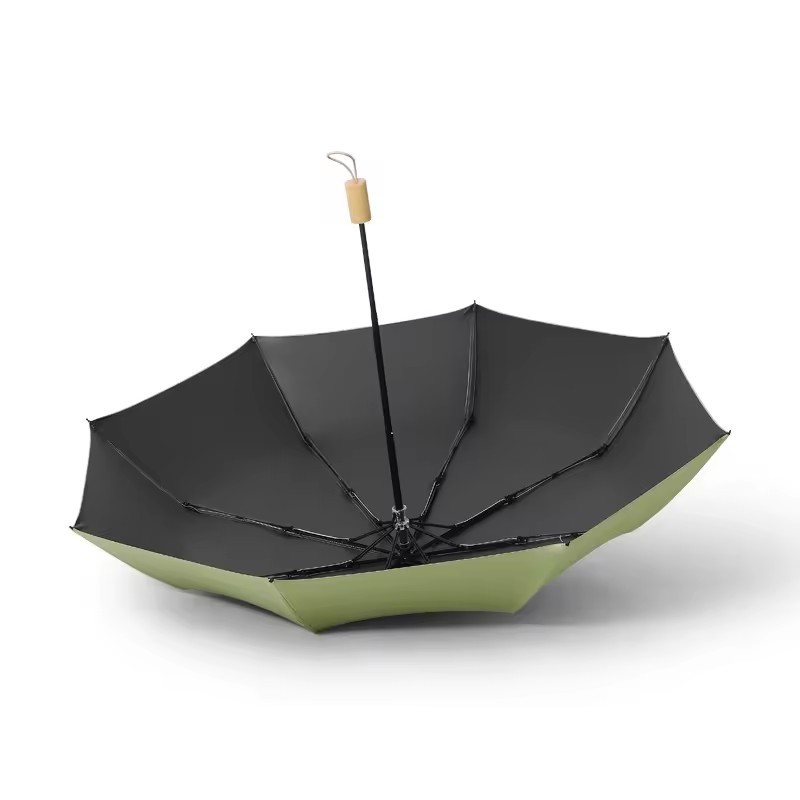 Wood Handle 3 Fold Folding Umbrella