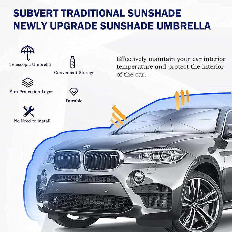 Moyidea Windshield Sun Shade Foldable Umbrella Reflective Sunshade for Car Front Window Blocks UV Rays Heat Keep Vehicle Cool