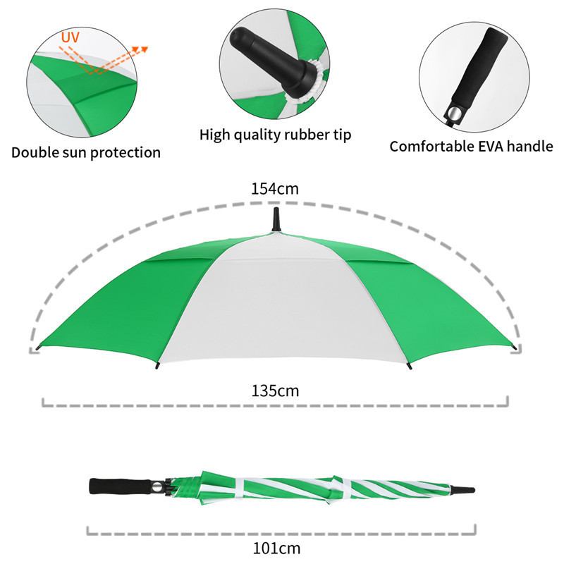 30inch Golf Umbrella Wholesale Custom Logo Large Double Canopy Vented Windproof Umbrella Automatic Open Straight Golf Umbrella