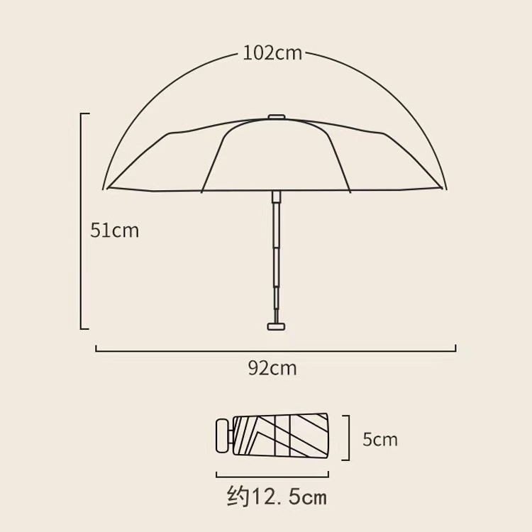 Mini Pocket Light Weight Card Umbrella 7 Folding Rain Umbrella With Zinc Alloy Ribs Uv Protection