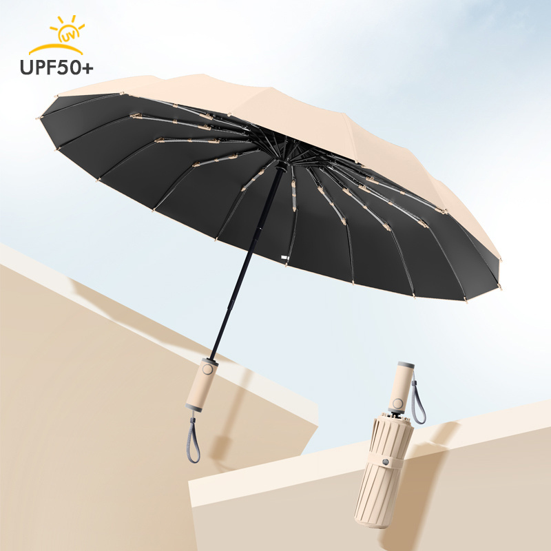 Customized Logo 16k Automatic Open Iridescence Umbrella Golf Windproof Parasol Automatic Umbrella For Adult