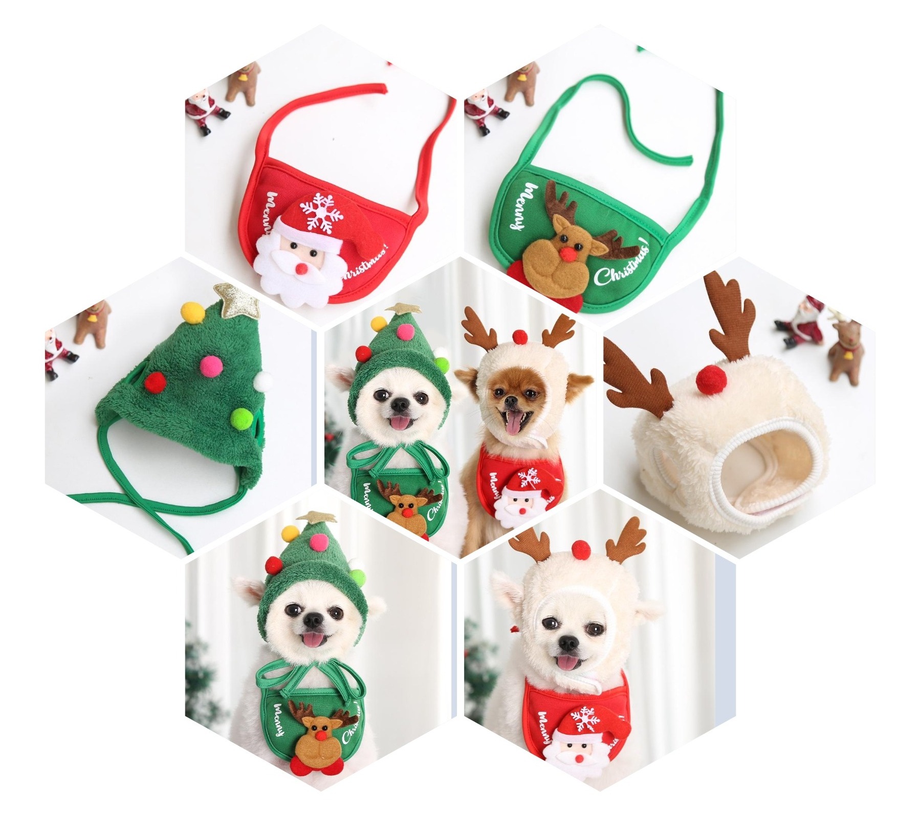 Pet Hat and Saliva Towel Pet Dog Christmas style Scarf Hat Bib Autumn Winter dog saliva scarf bib