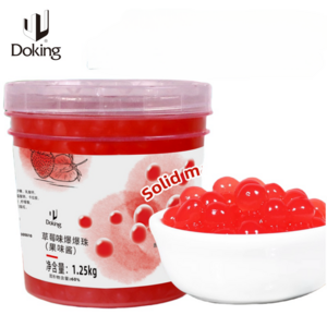 Dooking Factory Bursting Juicy Ball Tapioca Pearls Strawberry Popping Boba Pearls for Bubble Tea Ingredients