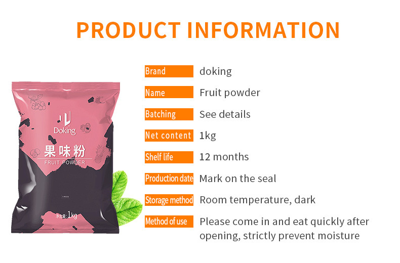 Doking Newest Green healthy  Fruit Boba milk tea powder instant drink Original  fruit powder for milk tea