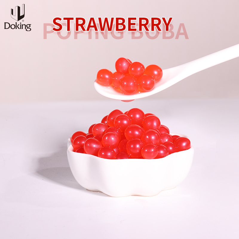 Dooking Factory Bursting Juicy Ball Tapioca Pearls Strawberry Popping Boba Pearls for Bubble Tea Ingredients