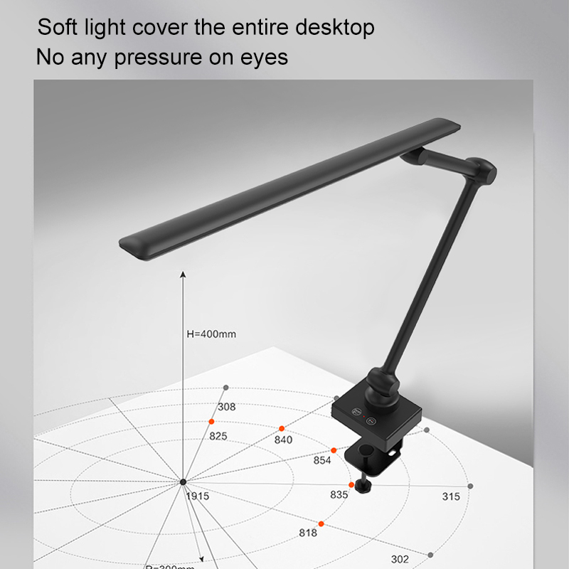 Stepless Dimming Metal Swing Arm Desk Light 3 Modes 45 Minutes Timer Clip Light Charge Table Lamp With Long Arm