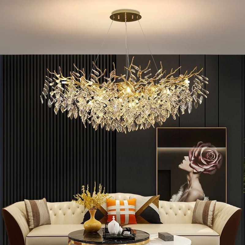 Custom Made Tree Branches Chandelier Luxury Home Decoration Living Room K9 Crystal Lobby Modern Led Crystal Pendent Light Lampe