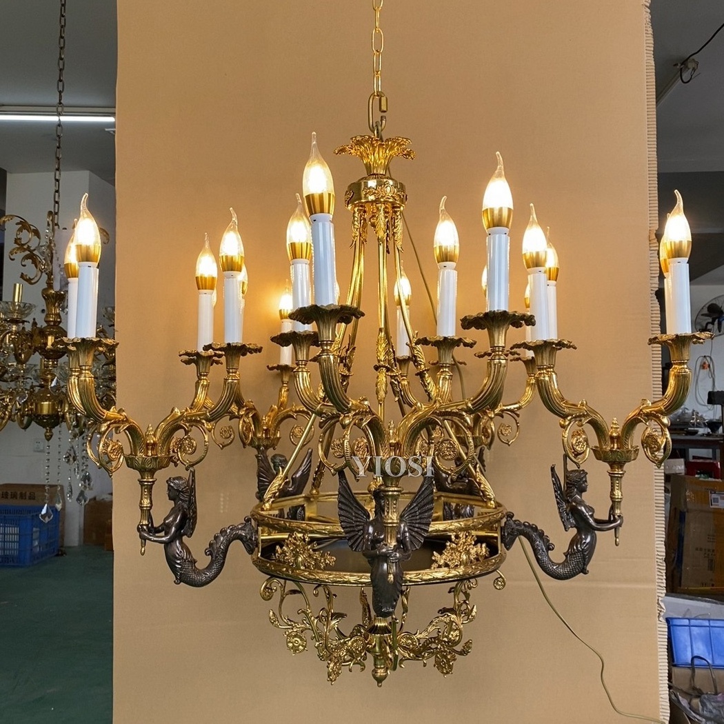 Luxurious Large Brass Color Crystal Chandelier Lamp Crystal Lustre Light Fixture 20 Arms Hotel Lamp