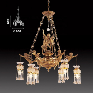 6 Lights Luxury Antique Brass Crystal Candle Chandelier High Quality kitchen Chandelier