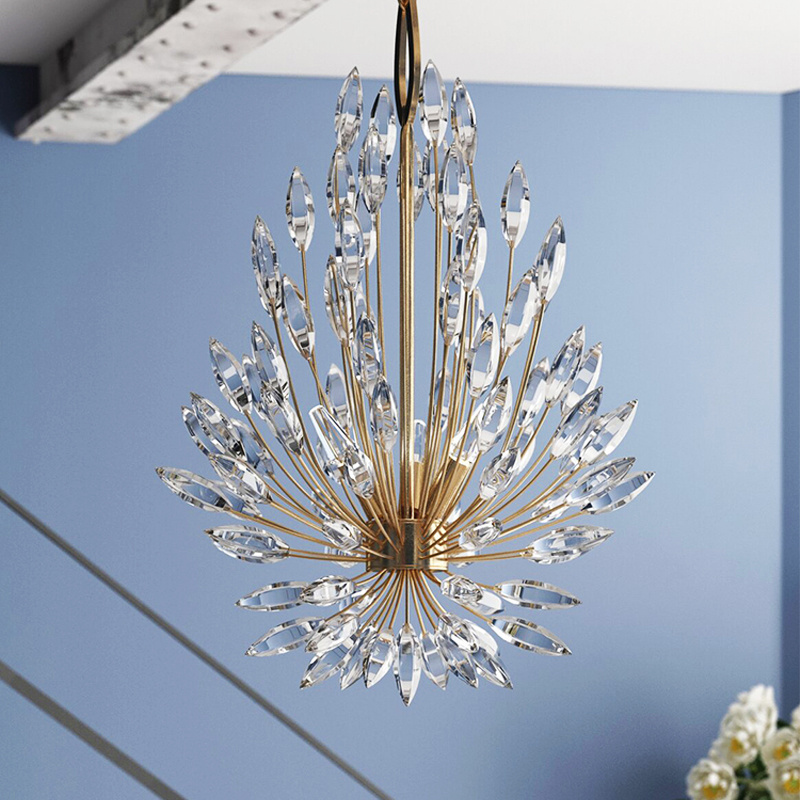 Modern Lily Buds Hotel Home Ceiling Elegant Crystal Angel Chandelier Lighting Island Decoration Gold Luxury Pendant Light