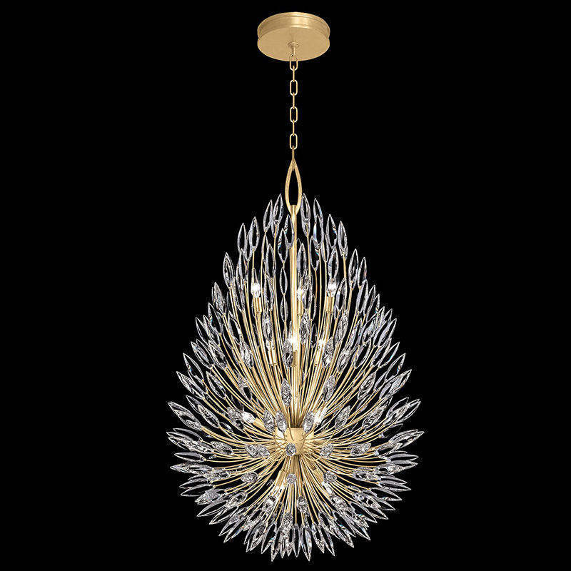 Modern Lily Buds Hotel Home Ceiling Elegant Crystal Angel Chandelier Lighting Island Decoration Gold Luxury Pendant Light