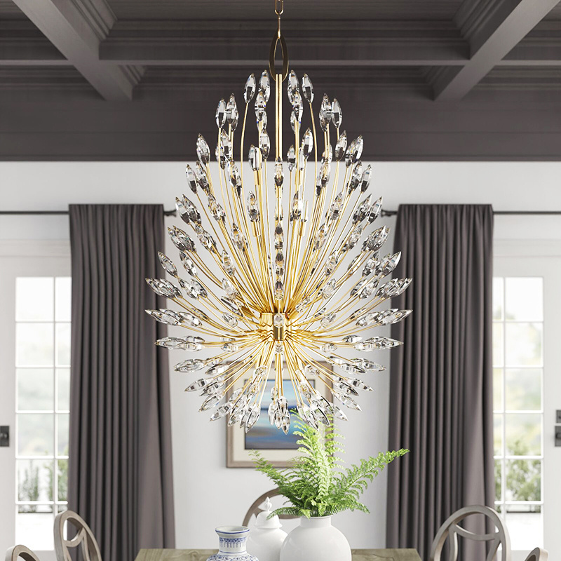 Modern Lily Buds Hotel Home Ceiling Elegant Crystal Angel Chandelier Lighting Island Decoration Gold Luxury Pendant Light